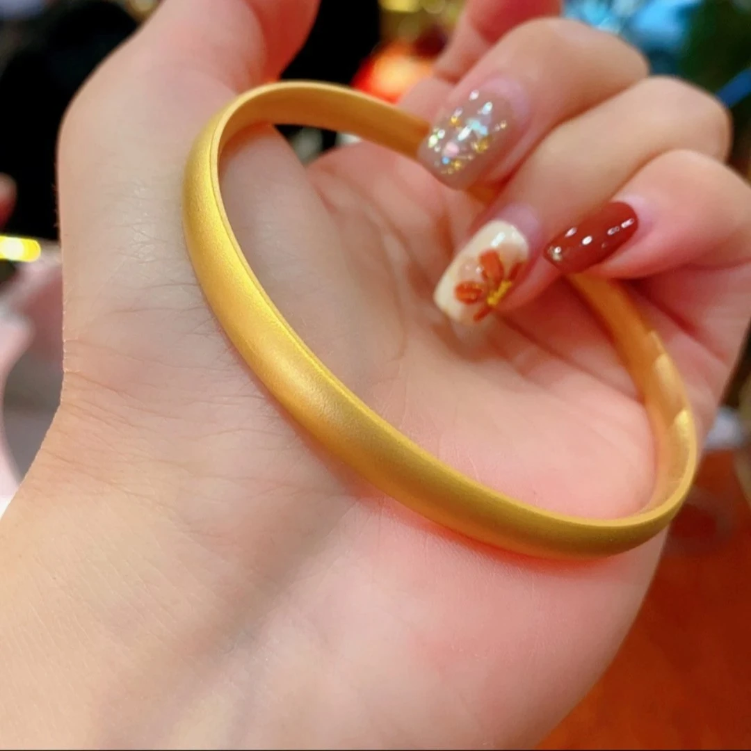 【一立金沙】扁口素圈手镯