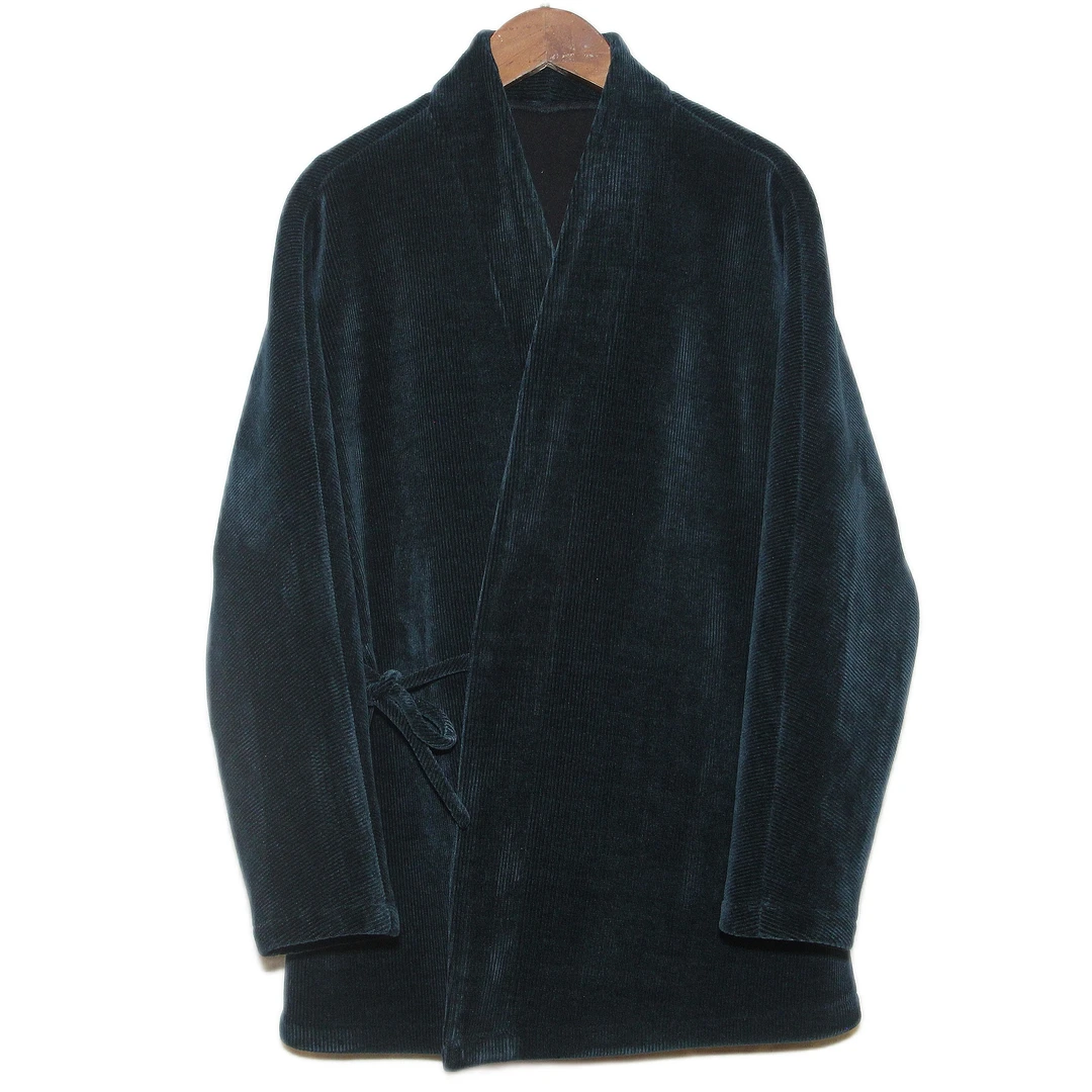 爱上莲心孔雀蓝欧棉绒加绒套装  新中式时尚休闲百搭松紧腰女士