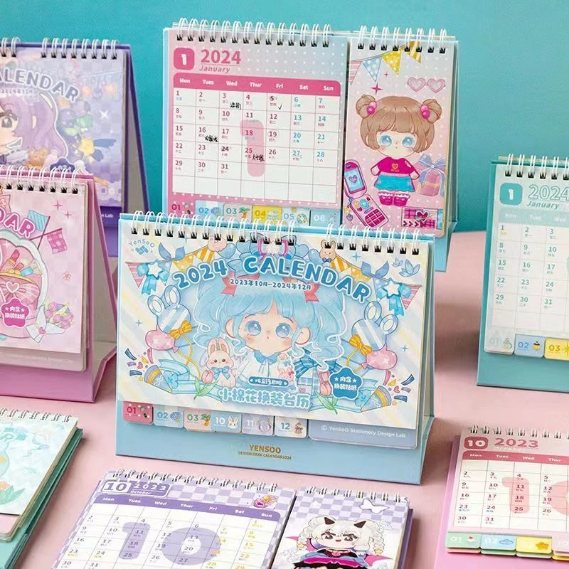 2024年小棉花台历新款日历小棉花可爱摆件创意记事本计划本