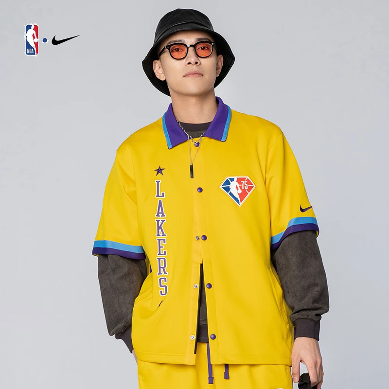 NBA 新款湖人队 男子短袖夹克 时尚运动潮流上衣 宽松百搭外套