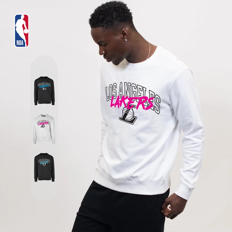 NBA官方正品勇士湖人詹姆斯秋冬款男子运动休闲户外圆领加绒卫衣