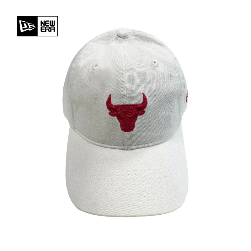 NBA官方正品新款New Era芝加哥公牛休闲弯檐棒球帽户外红色遮阳
