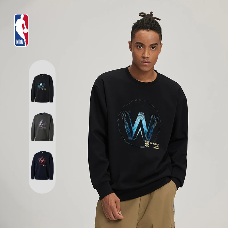 NBA官方快船湖人勇士训练时刻系列秋季情侣圆领长袖休闲运动卫衣