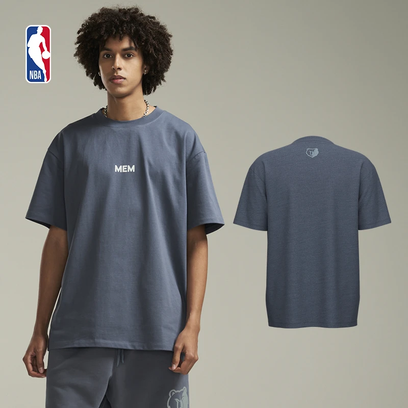 NBA ICON系列-灰熊队潮流宽松版休闲圆领T恤透气运动户外舒适纯棉