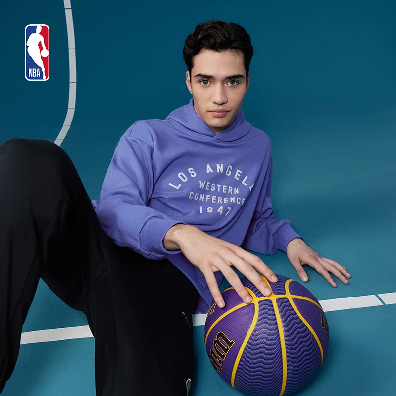 NBA官方湖人勇士球队故事系列秋季宽松休闲潮流印花连帽运动卫衣