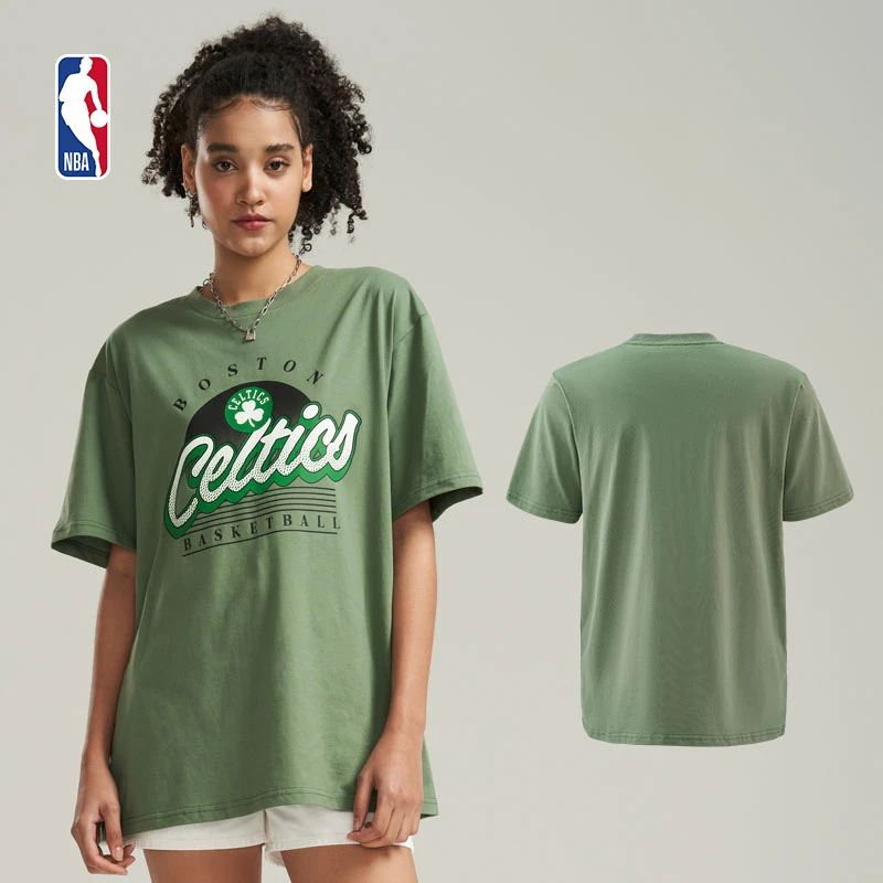 NBA ICON系列/宽松圆领户外运动印花透气纯棉凯尔特人T恤上衣夏季