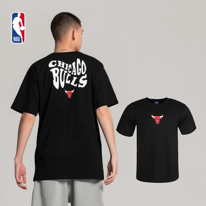 NBA公牛队 水中探影夏季男球队口号字体圆领T恤运动潮流时尚全棉