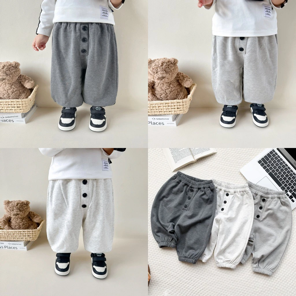 儿童休闲卫裤婴幼儿秋季韩版宽松三粒扣卫裤（可开裆）