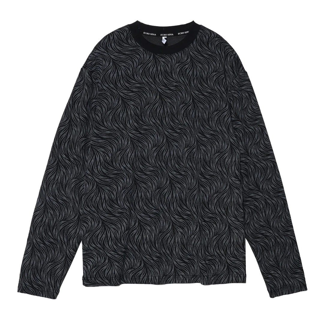 T377-CY设计师新款长袖套头打底衫轻奢高定宽松休闲百搭潮流T恤