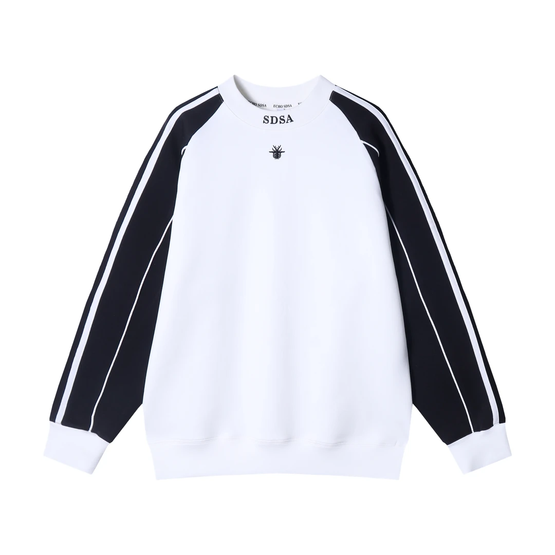 WY577季新款时尚个蜘蛛刺绣拼色圆领套头卫衣宽松休闲百搭上衣