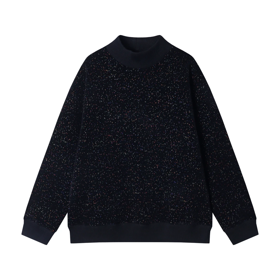 WY803新款时尚个性美式撞色彩色点圆领针织毛衣潮流宽松休闲上衣