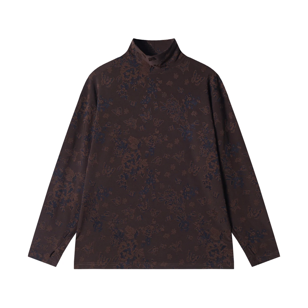 秋冬季新款时尚男装美式纯色刺绣提花立领长袖卫衣复古百搭T1929