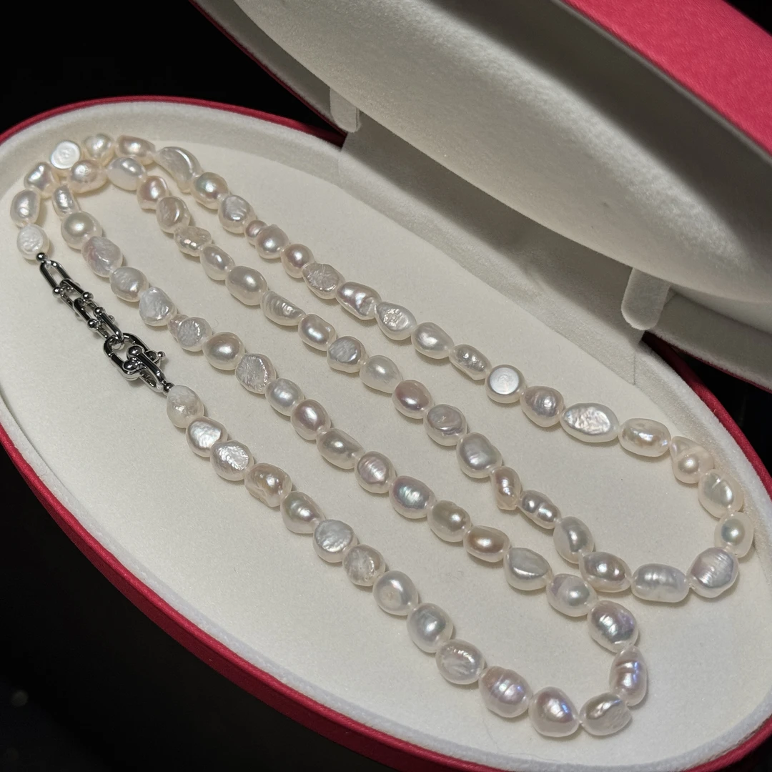 毛衣链天然淡水野生珍珠异形时尚款马蹄扣项链80cm