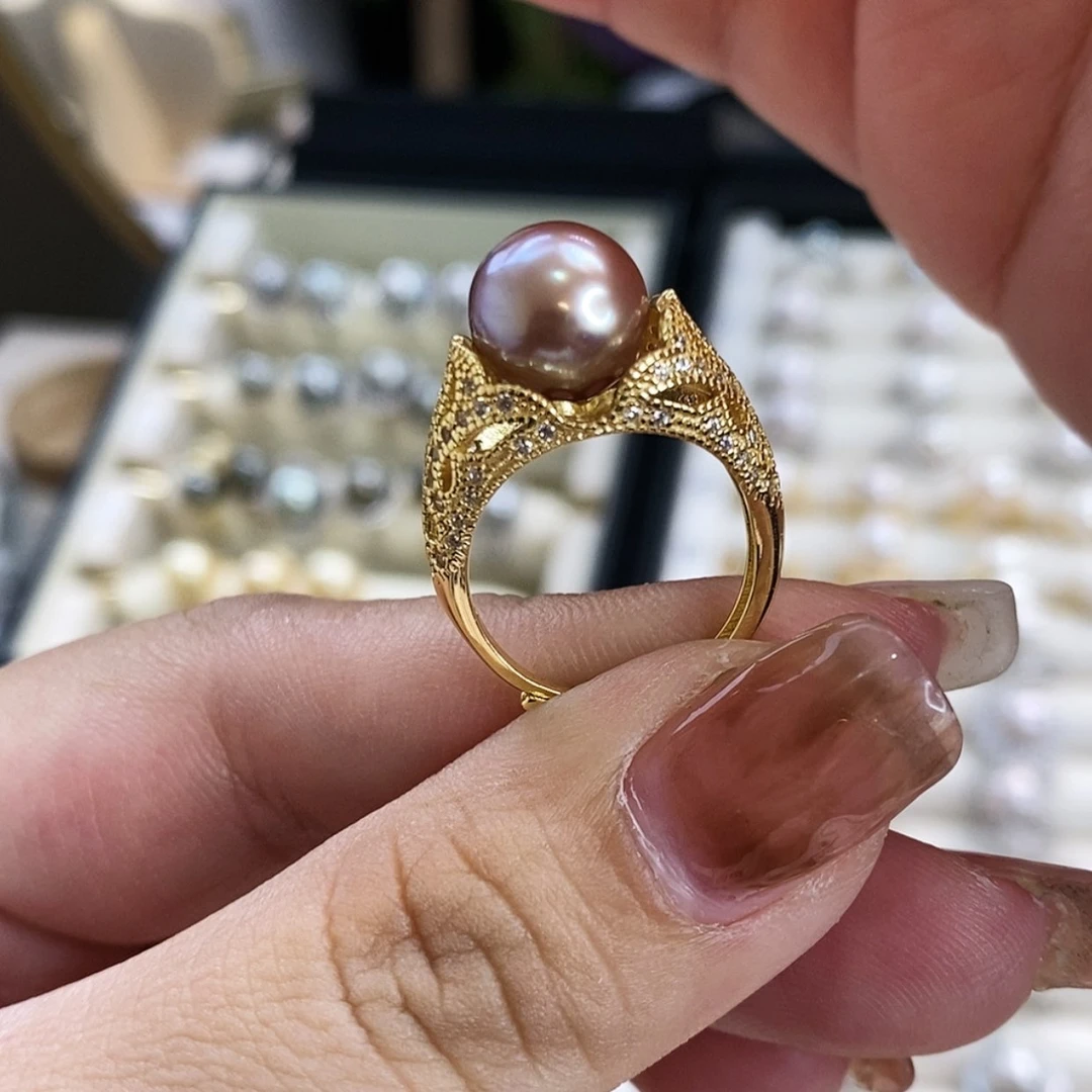 【闪购商品】淡水珍珠戒指银S925镀金镶嵌