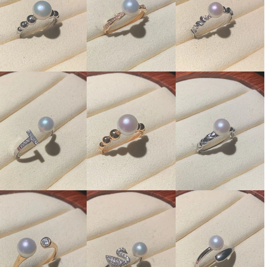 【薇岚朵】天然淡水珍珠戒指开口戒指多样发一
