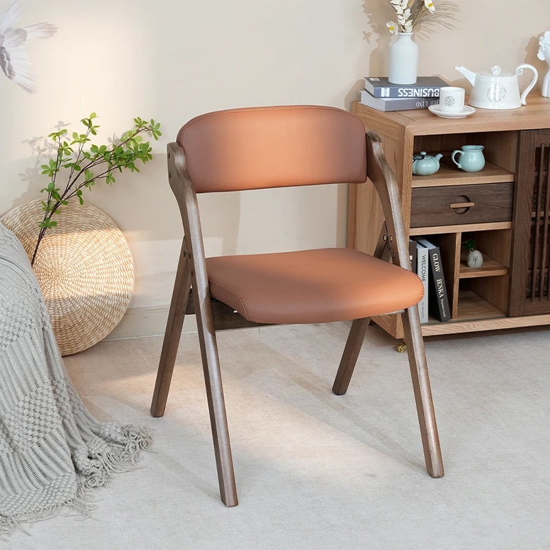 文心木歌榉木折叠椅 实木椅 皮质 布艺 折叠 收纳 休闲家用简约