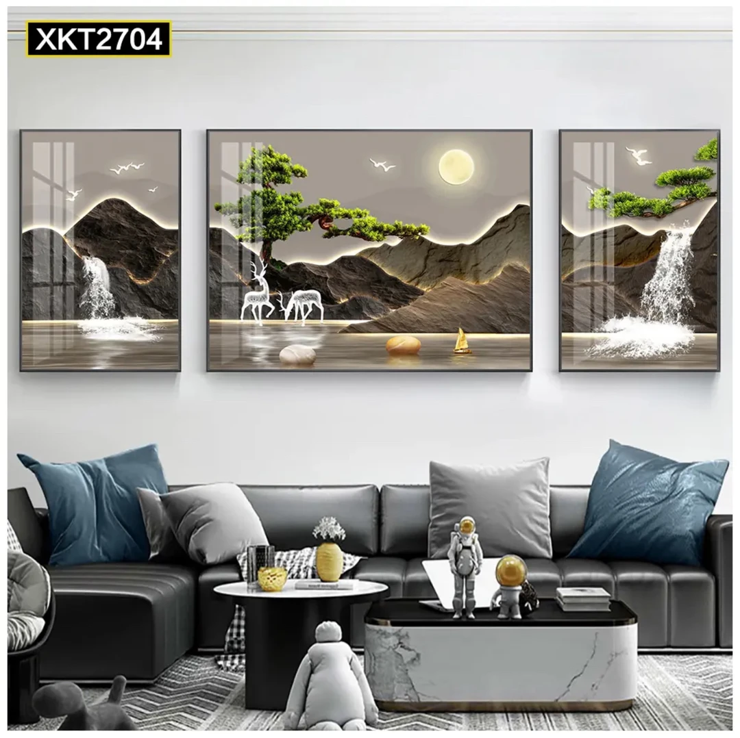 （新疆包邮）S15迎客松新中式客厅背景墙挂画客厅高级感装饰画