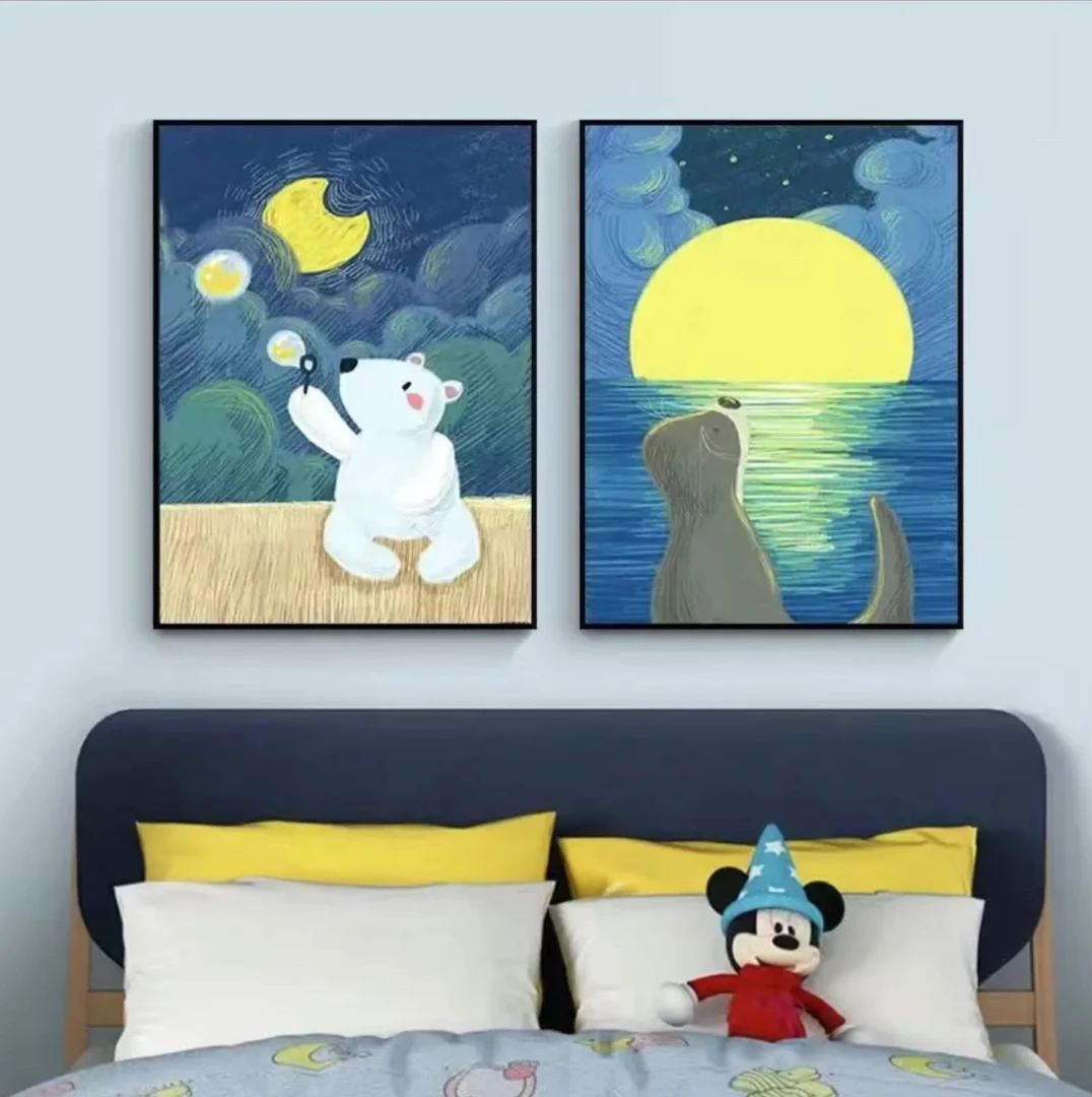 （新疆包邮）LL28高端儿童房背景墙两联挂画壁画装饰画挂画装饰品