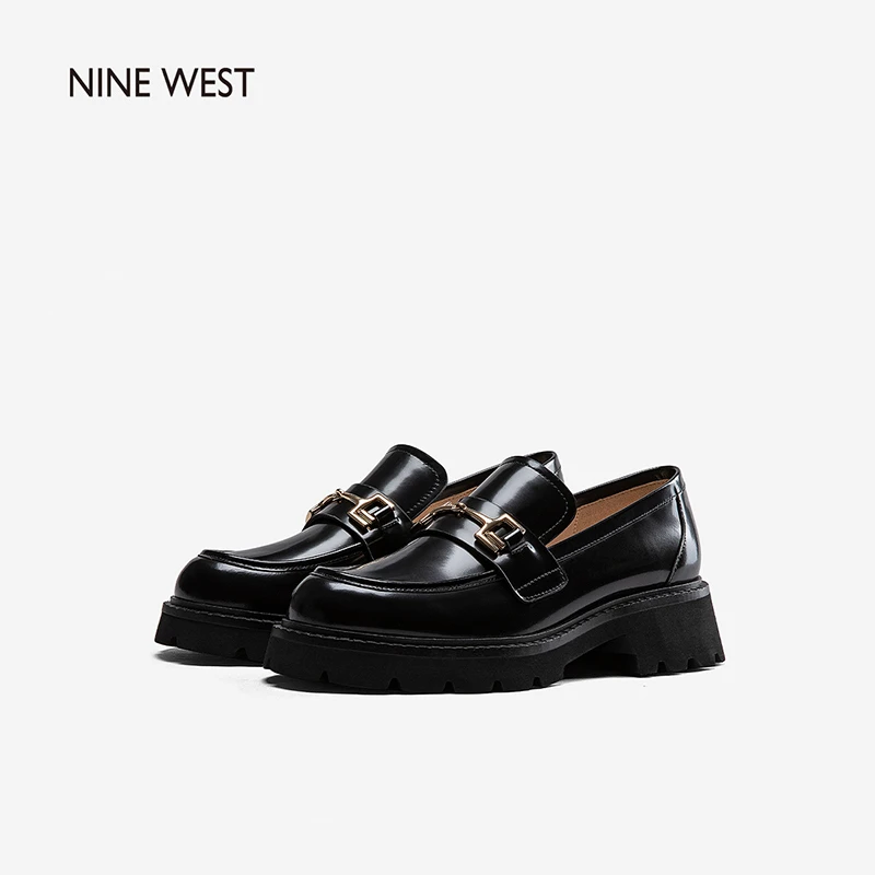 Nine West/玖熙经典乐福鞋厚底松糕鞋女时尚精致学院风NP215002CK