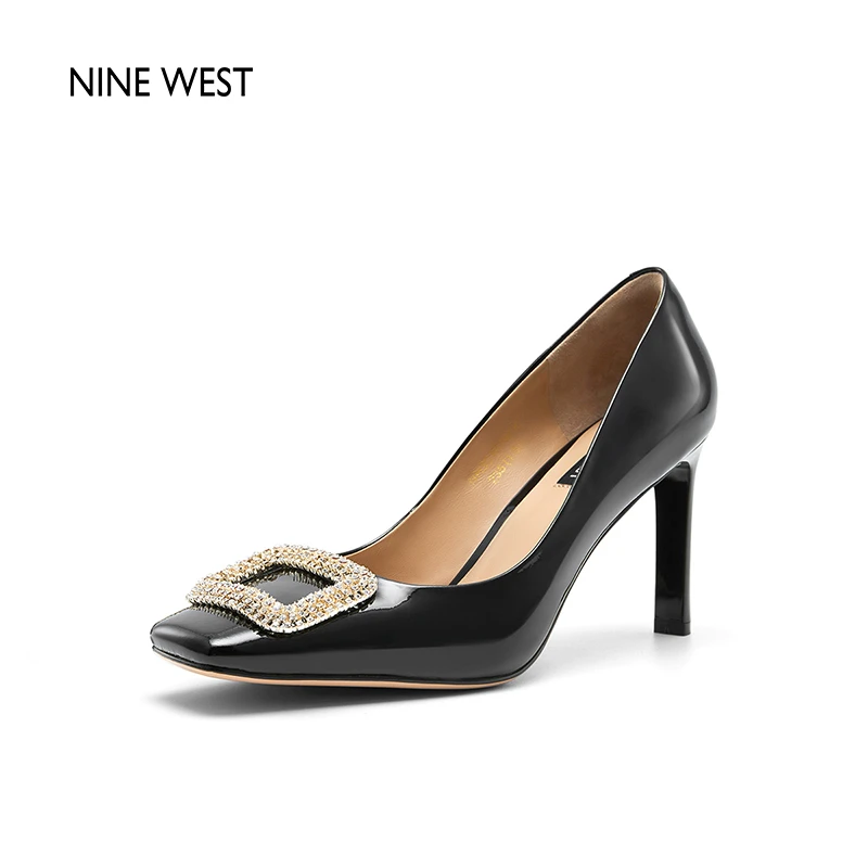 Nine West/玖熙气质黑色秋冬新款黑色性感性感细跟百搭浅口高跟鞋