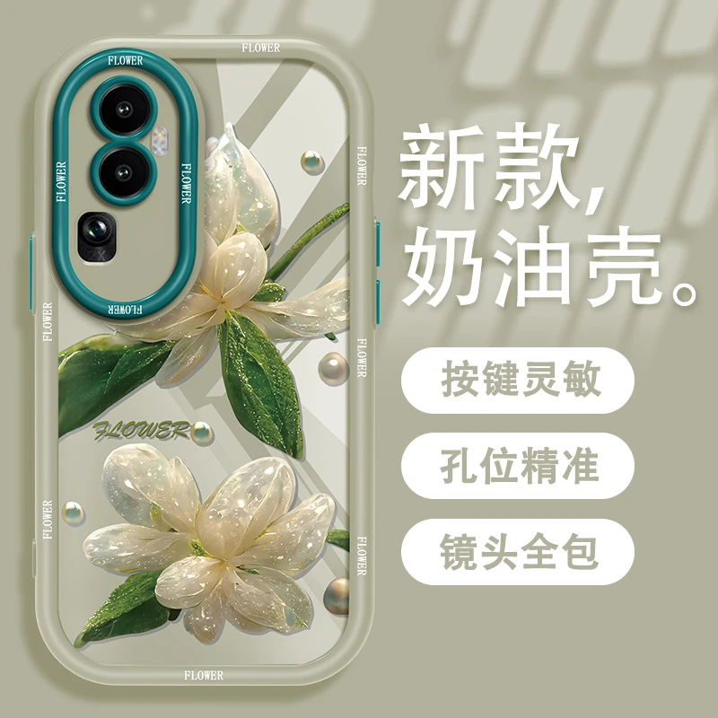 适用于OPPO Reno10镂空玻璃花手机壳奶油硅胶软壳防摔女款全包ins
