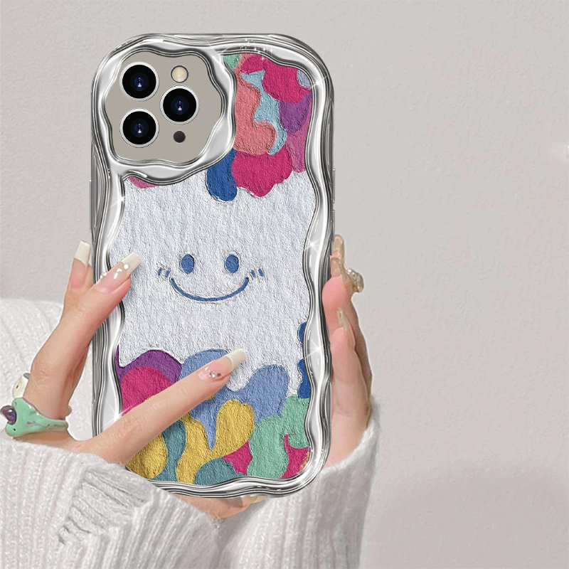 适用于苹果11Pro多彩笑脸手机壳网红奶油全包硅胶女款防摔电镀壳