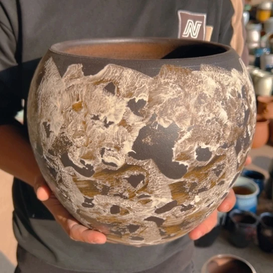 紫砂花盆高22口20/————