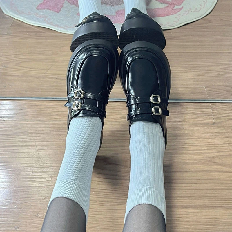 云上一步小皮鞋女鞋春夏2025新款百搭复古玛丽珍日系厚底皮鞋
