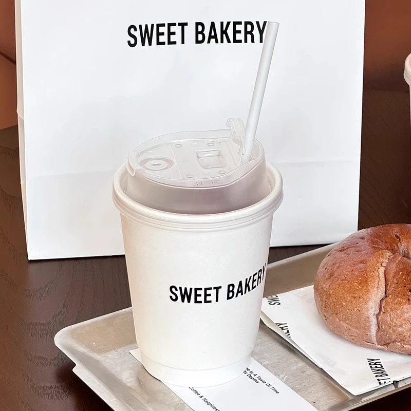网红咖啡杯子一次性奶茶纸杯带盖冷热饮通用外带打包商用批发定制