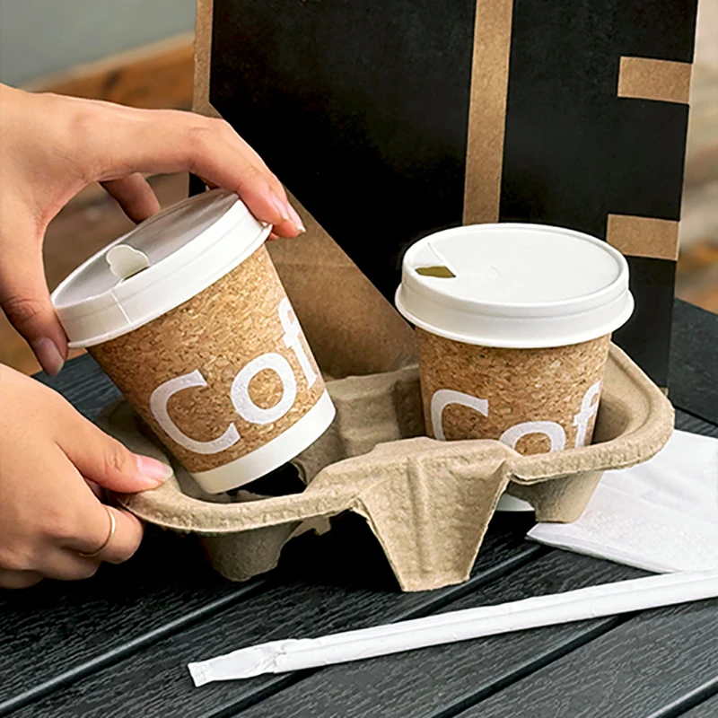软木杯一次性咖啡杯奶茶纸杯子留白带盖便携热饮外卖打包定制logo