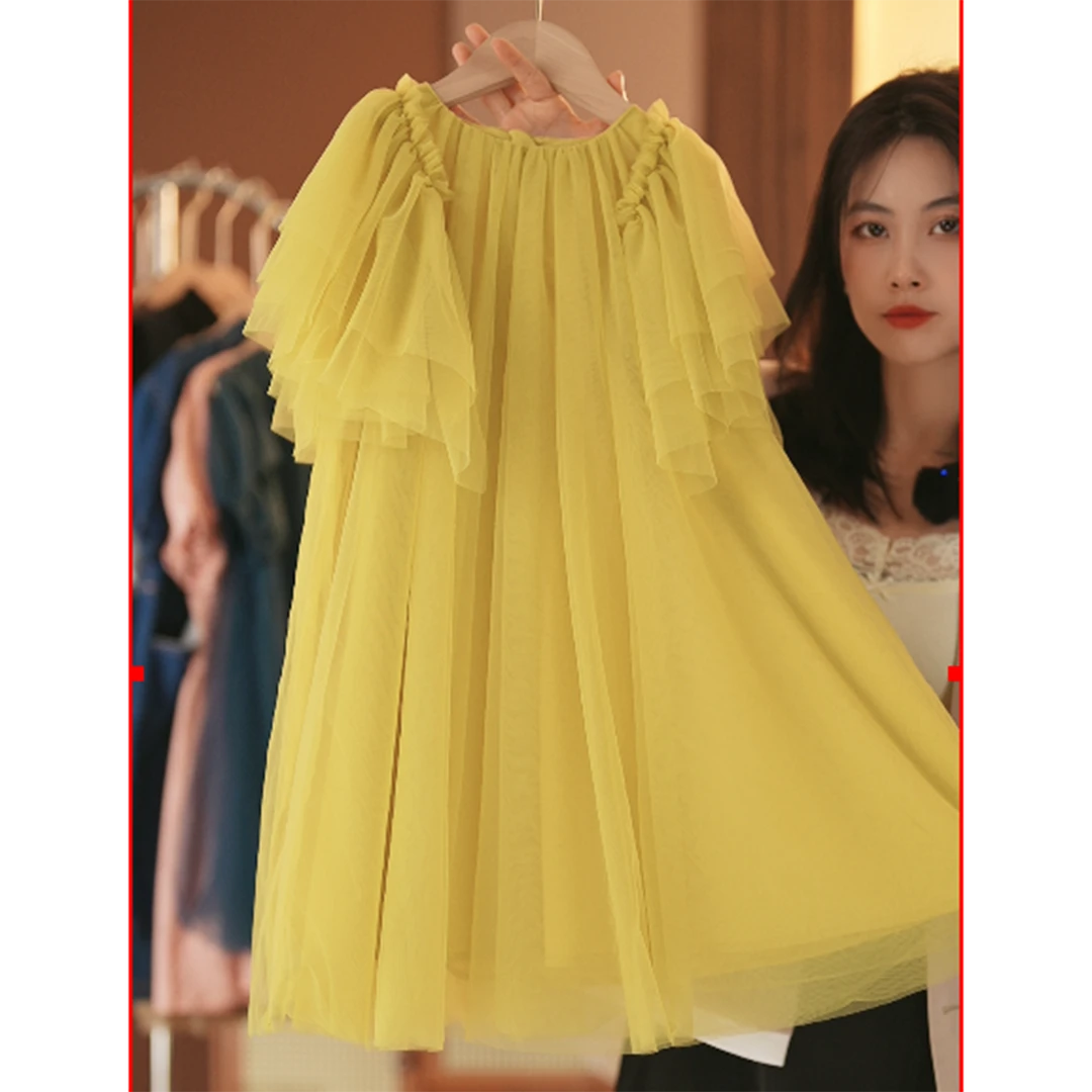 艾女童2024新款时尚洋气夏季气质网纱公主裙