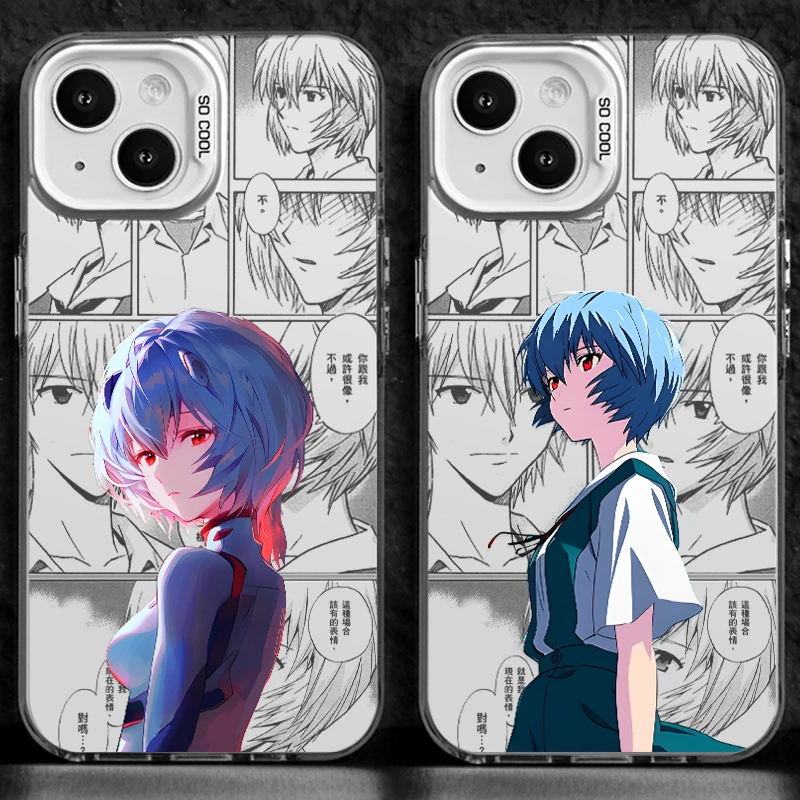 适用苹果15华为mate荣耀vivooppo小米创意EVA绫波丽彩银手机壳MC