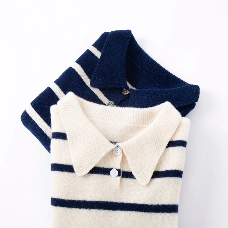 T04秋冬新款童装100羊毛衫儿童套头针织衫小孩毛衣翻领条纹打底