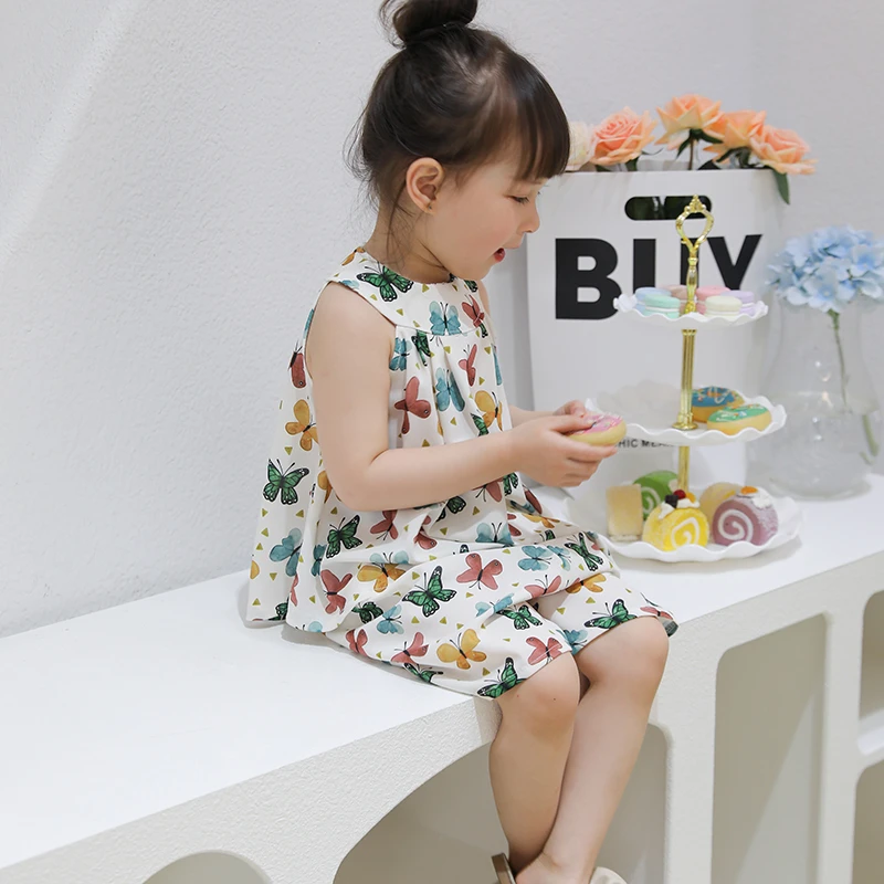 夏季女童裙子2024新款套装夏天薄款碎花女孩裙子洋气无袖两件套