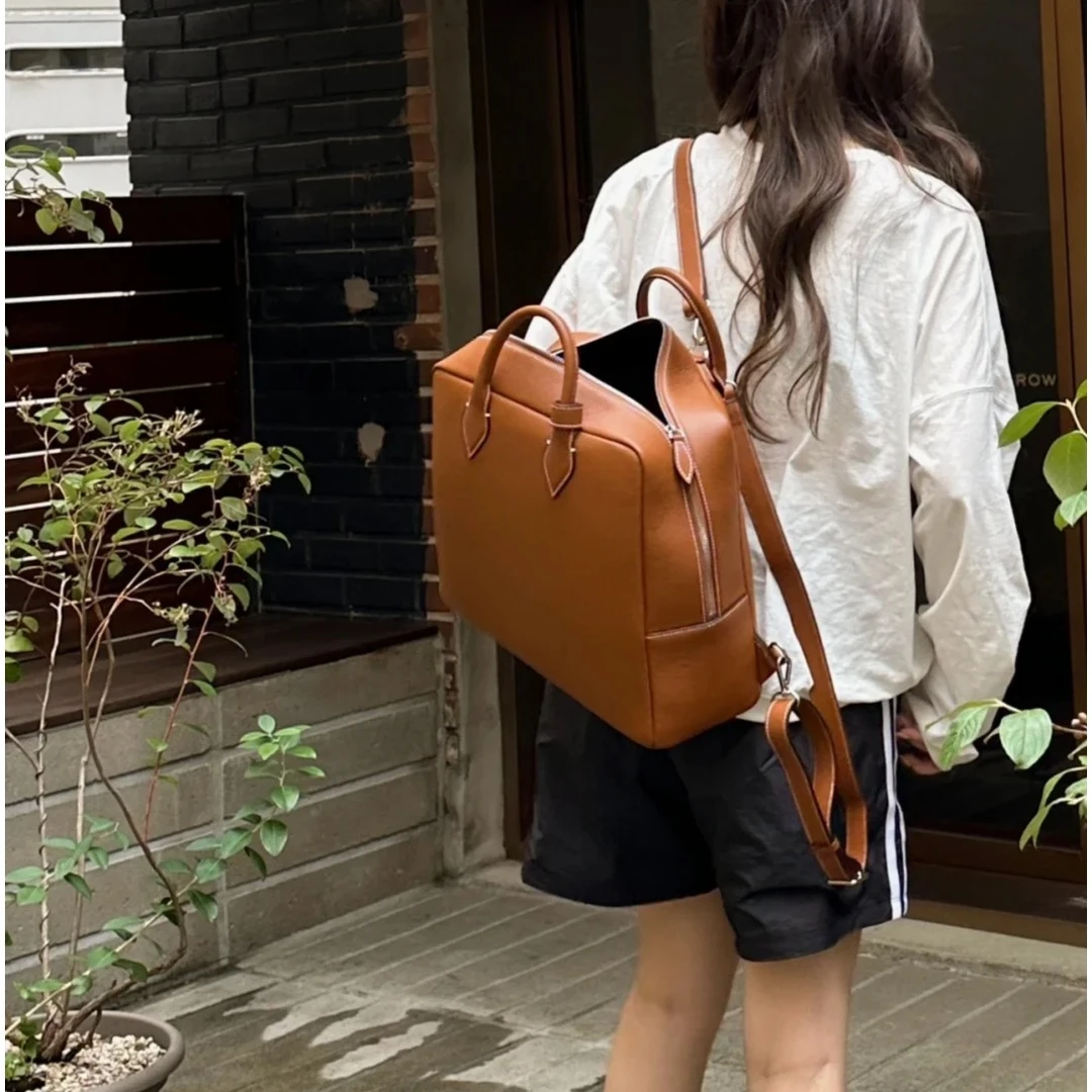 Bread手袋手工包小众高品质波士顿真皮百搭双肩包包头层牛皮女