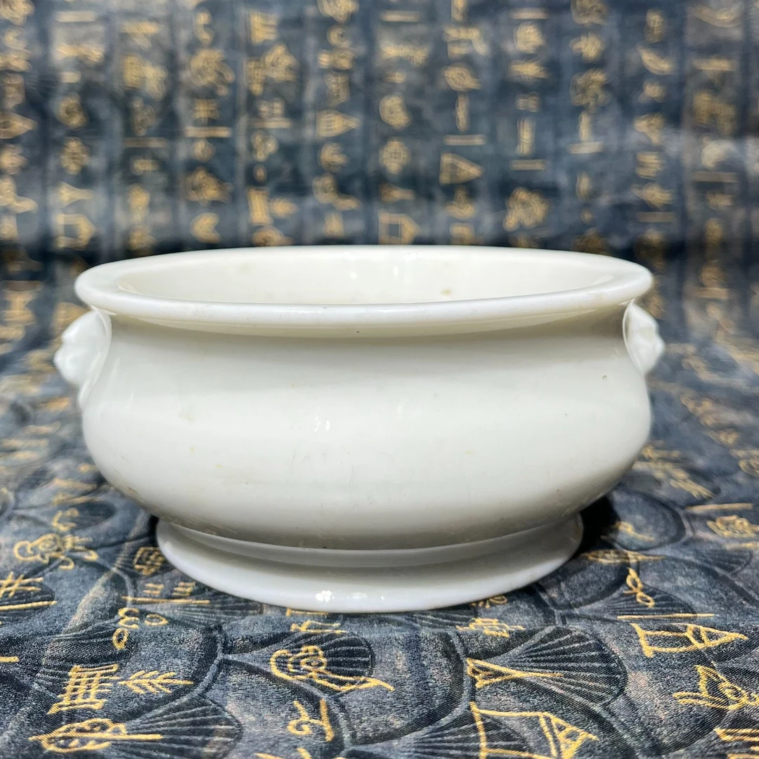 清 康熙 lz德化窑狮耳炉古陶瓷W-2161