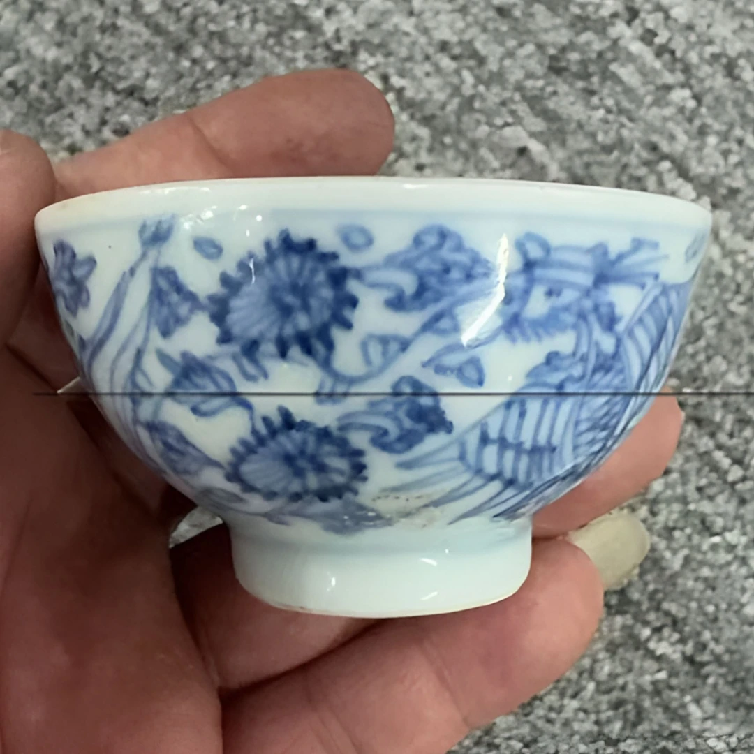 清   雍正  青花淡描凤凰杯G3011-8837