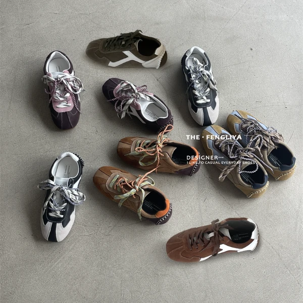 Milk女鞋严选~秋季新款复古拼色双带阿甘鞋百搭平底甜酷休闲鞋女