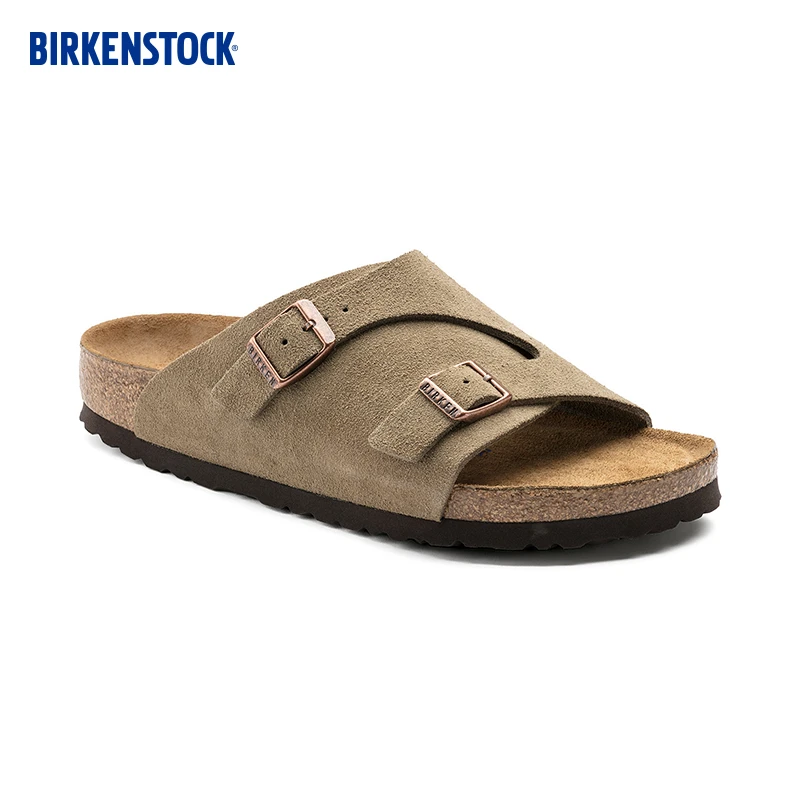 BIRKENSTOCK勃肯德国进口男女款牛皮绒面革软底Zürich双带凉拖鞋