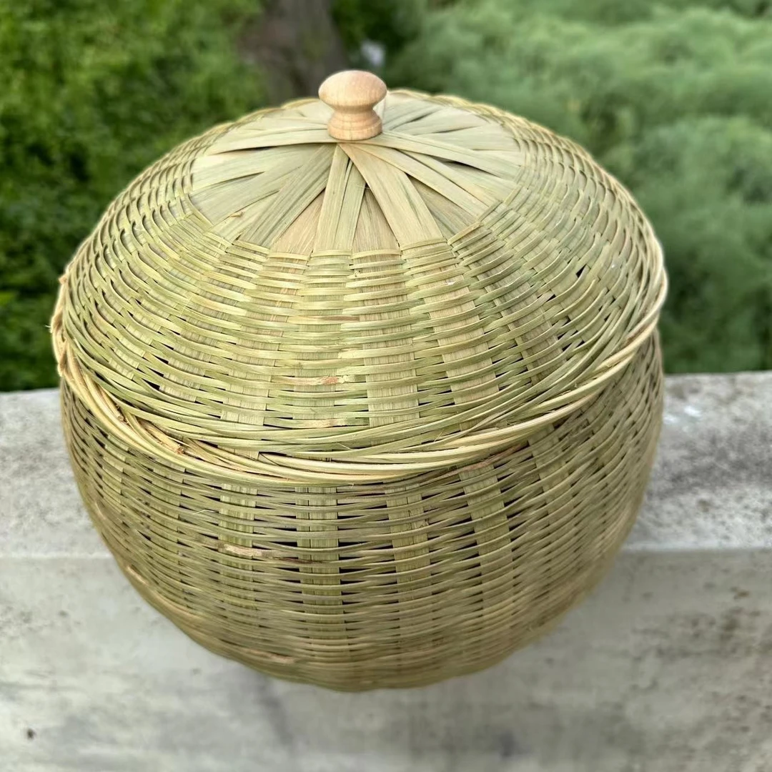 竹编带盖南瓜大号口径20高24厘米
