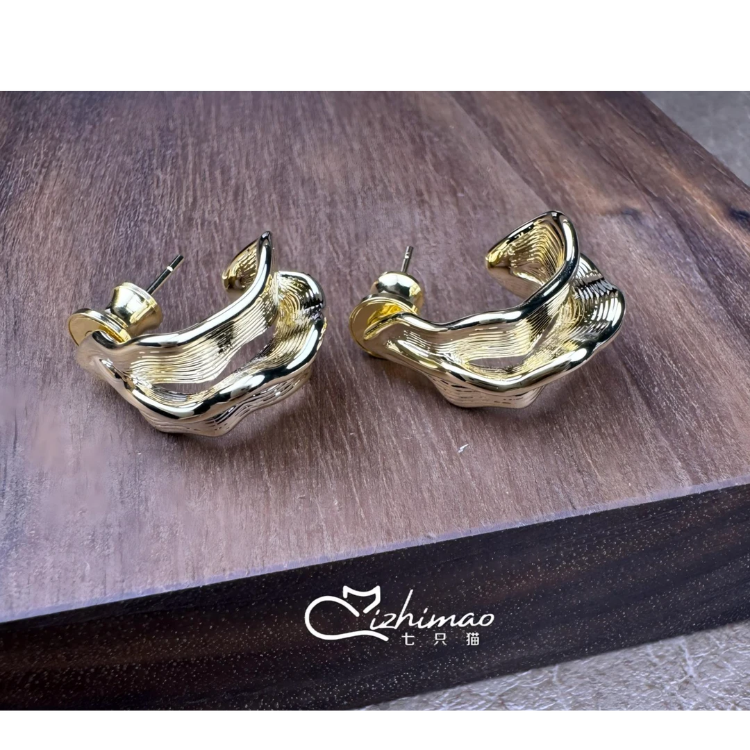 铜合金锆石耳饰 耳钉气质时尚小众简约个性设计感