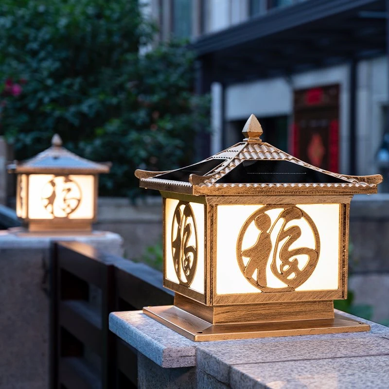 【拍一发二】太阳能门柱灯户外景观庭院灯别墅花园农村大门口柱灯