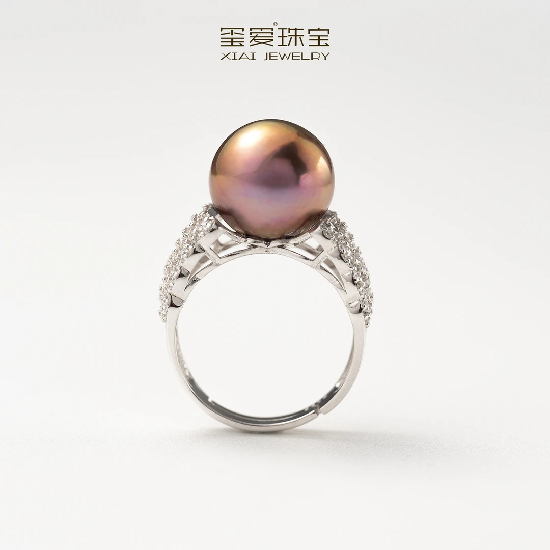 【紫绫定制ZL-61041】设计款百搭时尚 天然淡水紫珠戒指12-13mm优雅