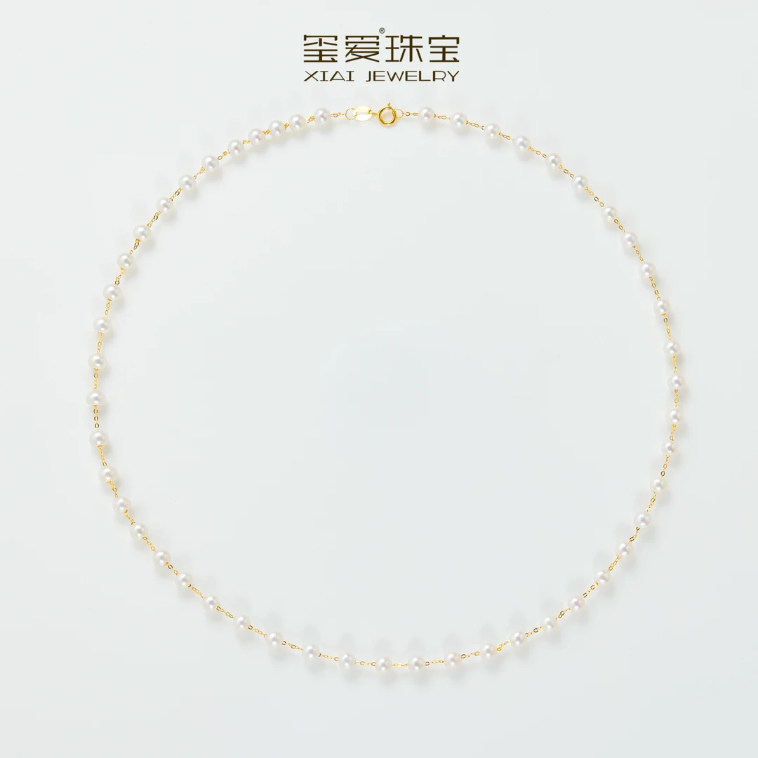 【紫绫定制ZL-11004】18K淡水珍珠满天星项链3.5-4.5mm时尚百搭气质