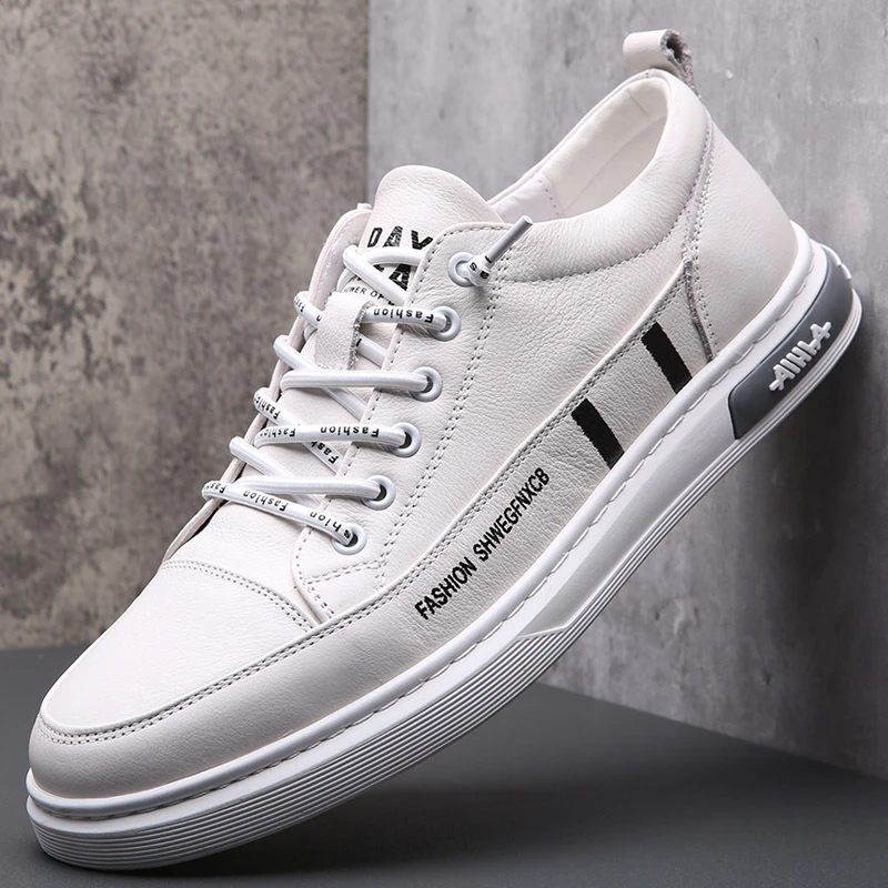 【头层牛皮】春季新款男士板鞋真皮小白鞋男休闲鞋防滑运动鞋潮时尚
