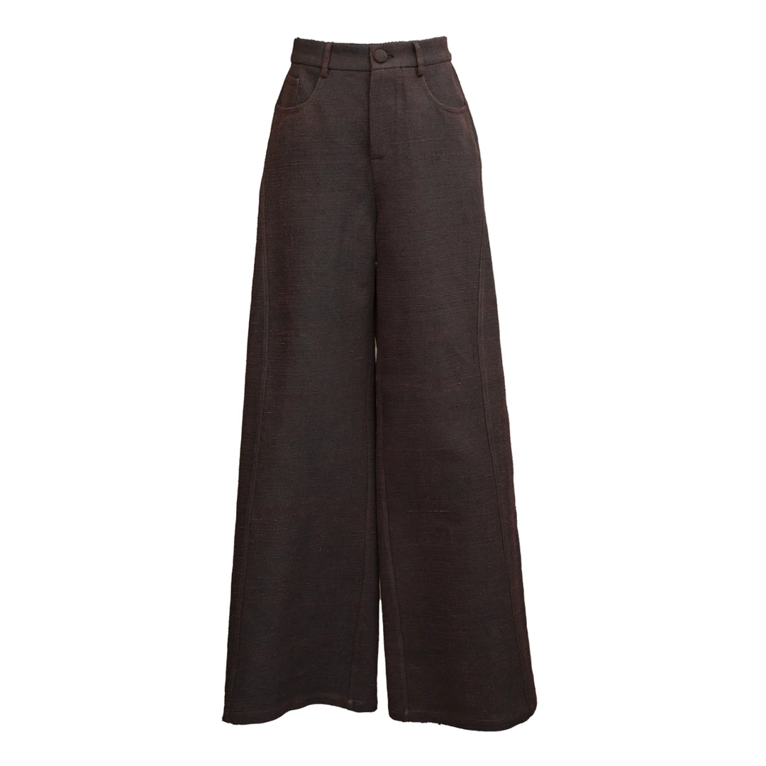 【戈莱薇】新中式国风柞蚕丝香云纱复古日常时尚休闲百搭直筒裤915