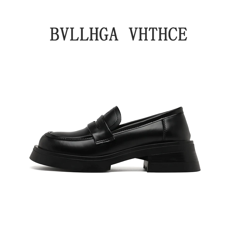 (芯片)高定版2024真皮乐福鞋厚底圆头女新款小胎牛百搭皮鞋 008