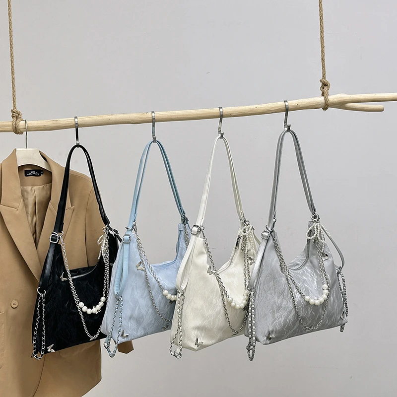 牛仔时尚休闲百搭女士夏季小众腋下轻奢简约小包包韩版单肩褶皱