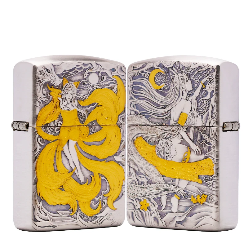 【破法者老师】-S925银鎏金九尾望月盔甲打火机