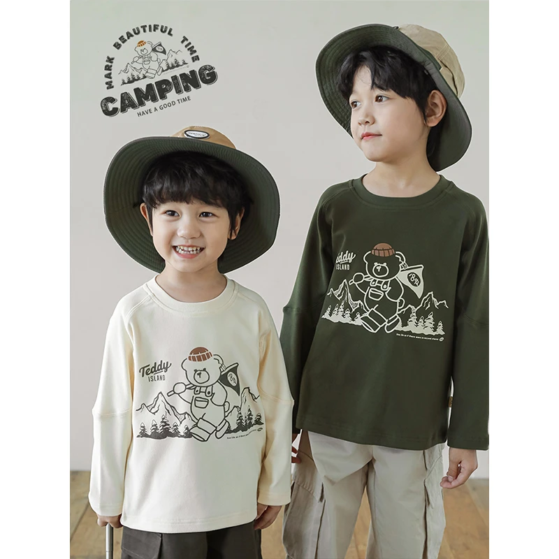 【秋一波男童】秋季男宝宝舒适跑山计划时尚帅气工装T恤N5174